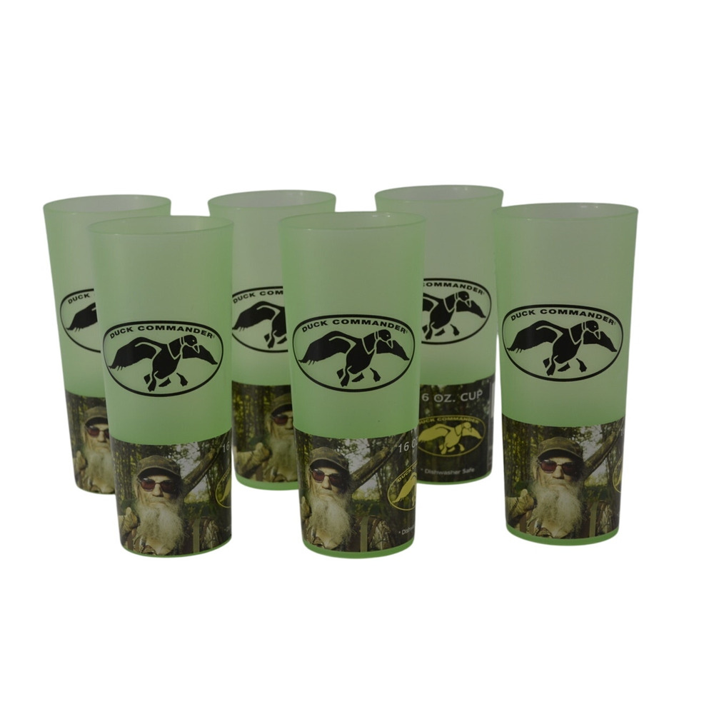Duck Dynasty Commander Green Tumbler Uncle Si's Tea Cup 16 oz Lot of 6